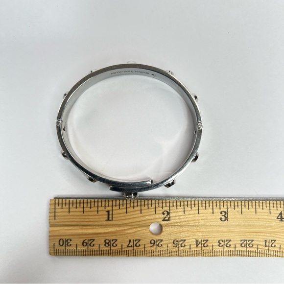 Michael Kors Silver Studded Bangle Bracelet with Crystal Accent - Picture 10 of 13